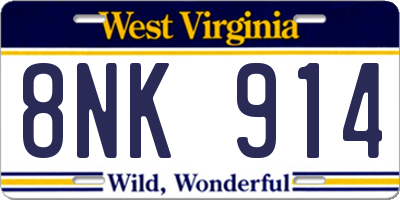 WV license plate 8NK914