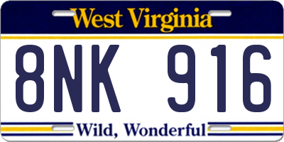 WV license plate 8NK916