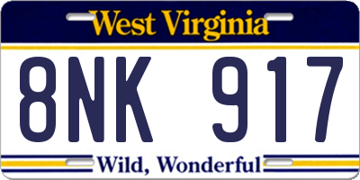 WV license plate 8NK917