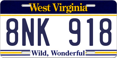WV license plate 8NK918