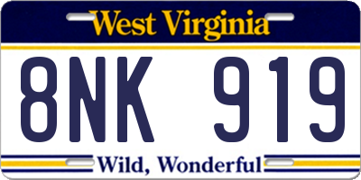 WV license plate 8NK919