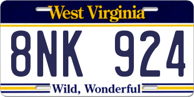 WV license plate 8NK924