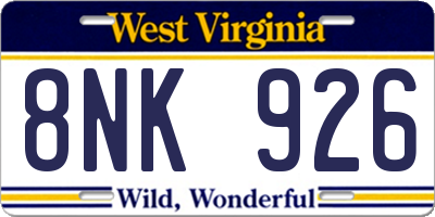 WV license plate 8NK926