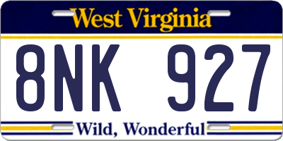 WV license plate 8NK927