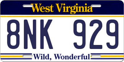 WV license plate 8NK929