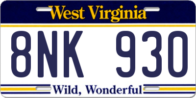 WV license plate 8NK930