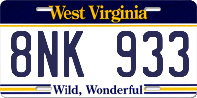WV license plate 8NK933