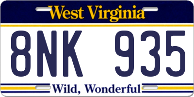 WV license plate 8NK935