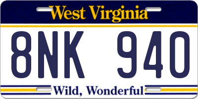 WV license plate 8NK940