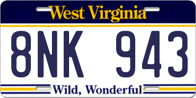 WV license plate 8NK943