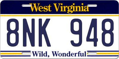 WV license plate 8NK948