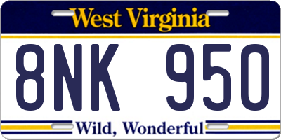 WV license plate 8NK950