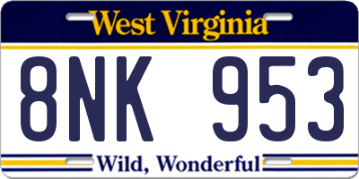 WV license plate 8NK953