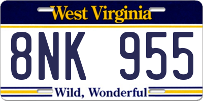 WV license plate 8NK955