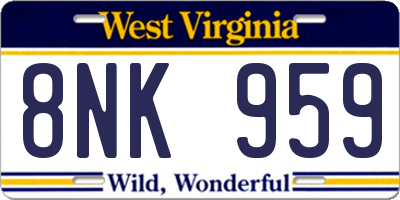 WV license plate 8NK959