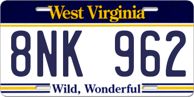 WV license plate 8NK962