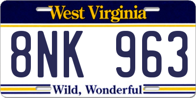 WV license plate 8NK963