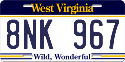 WV license plate 8NK967