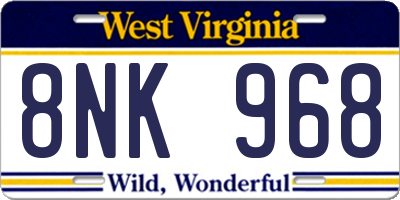 WV license plate 8NK968
