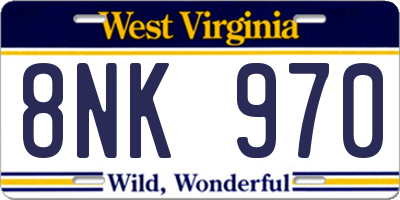 WV license plate 8NK970