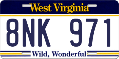 WV license plate 8NK971