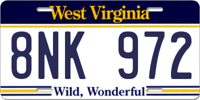 WV license plate 8NK972