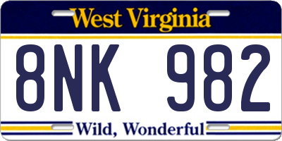 WV license plate 8NK982