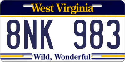 WV license plate 8NK983