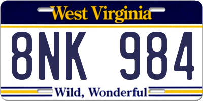 WV license plate 8NK984