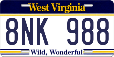 WV license plate 8NK988