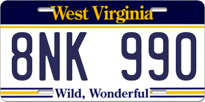 WV license plate 8NK990