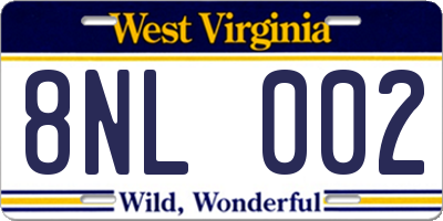 WV license plate 8NL002