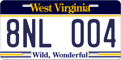 WV license plate 8NL004
