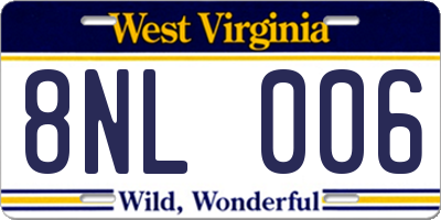 WV license plate 8NL006