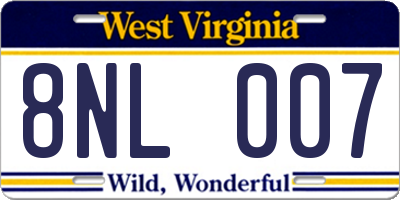 WV license plate 8NL007