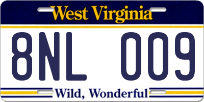 WV license plate 8NL009