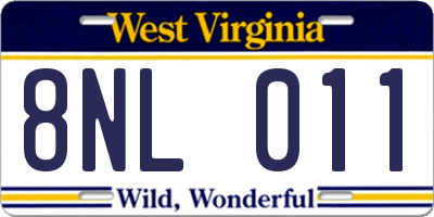 WV license plate 8NL011