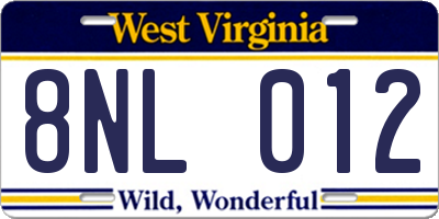 WV license plate 8NL012