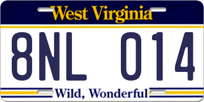WV license plate 8NL014