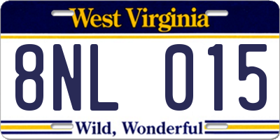 WV license plate 8NL015