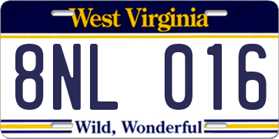 WV license plate 8NL016