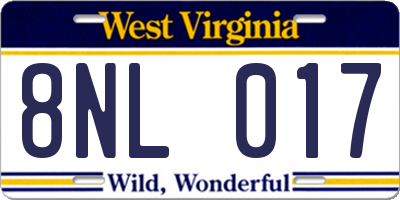 WV license plate 8NL017