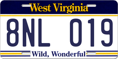 WV license plate 8NL019