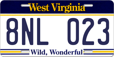 WV license plate 8NL023