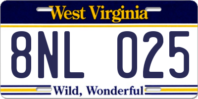 WV license plate 8NL025