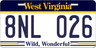 WV license plate 8NL026