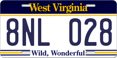 WV license plate 8NL028