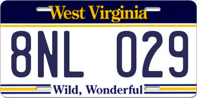 WV license plate 8NL029