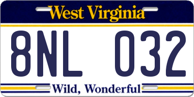 WV license plate 8NL032