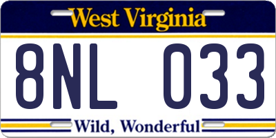 WV license plate 8NL033
